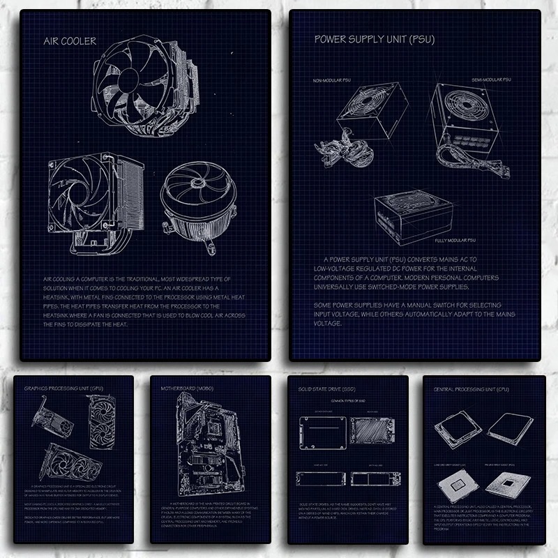 Retro Gaming Life - Geek Blueprint Painting Canvas Print Posters