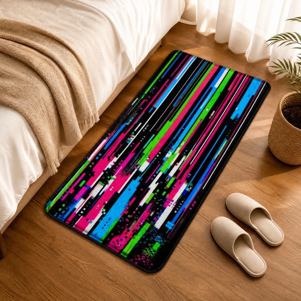 Cyberpunk Glitch Colorful Vert - đánh giá và giá Retro Gaming Rug