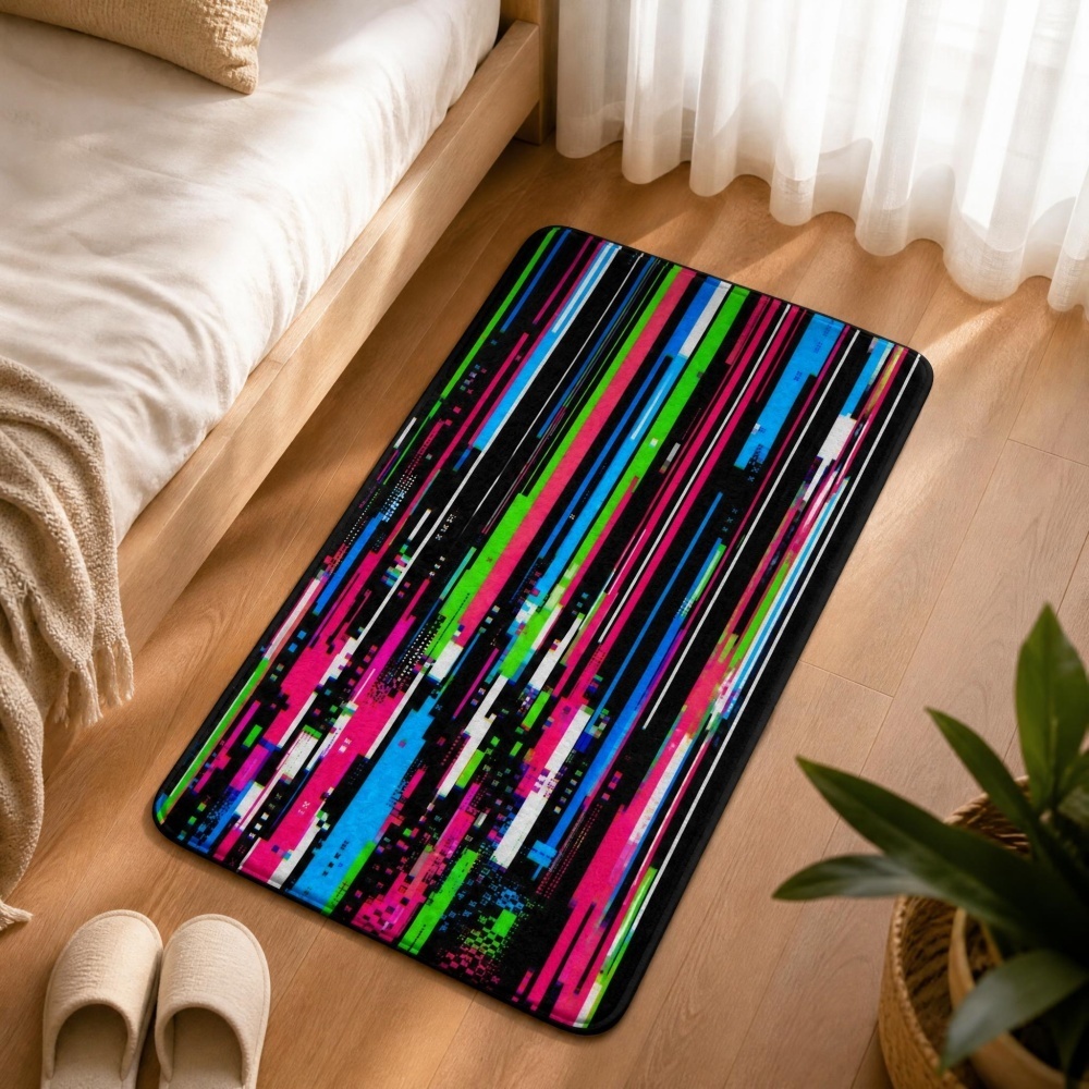 Cyberpunk Glitch Colorful Vert - đánh giá và giá Retro Gaming Rug