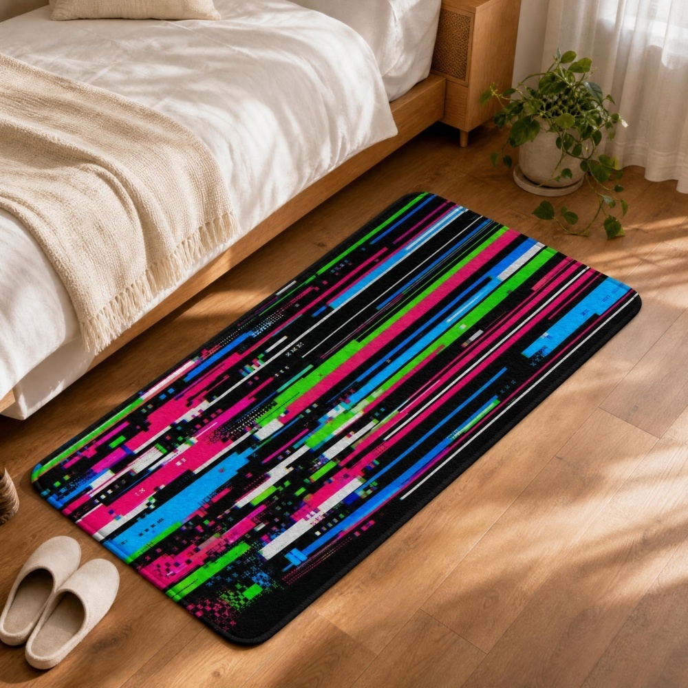 Cyberpunk Glitch Colorful Vert - đánh giá và giá Retro Gaming Rug
