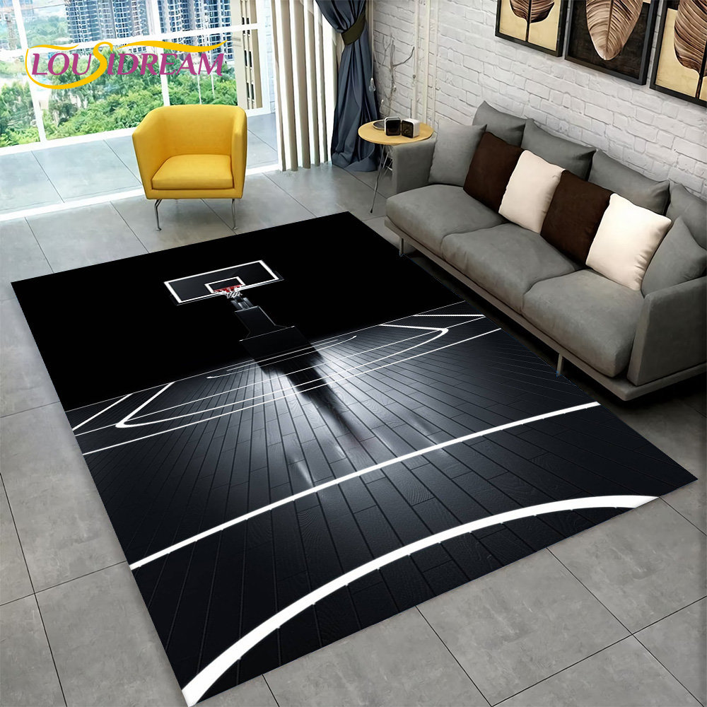 3D Basketball Cour Cartoon Are - đánh giá và giá Retro Gaming Rug