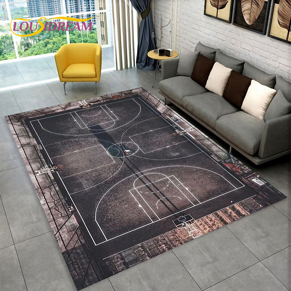 3D Basketball Cour Cartoon Are - đánh giá và giá Retro Gaming Rug