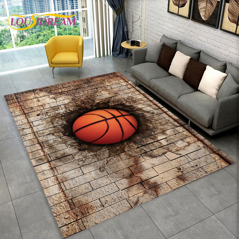 3D Basketball Cour Cartoon Are - đánh giá và giá Retro Gaming Rug